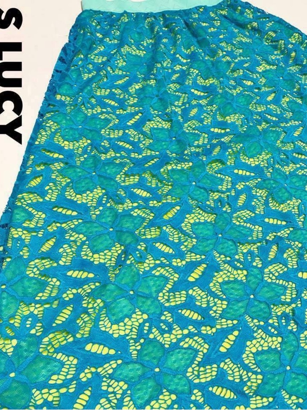 LuLaRoe Teal & yellow Floral Lace Maxi Skirt